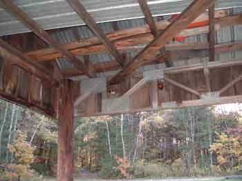 Saw shed floor truss view.
