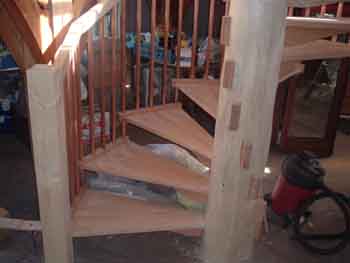 Spiral stairs with wooden threads
