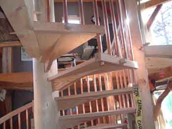 Spiral stairs with copper pipe for balusters
