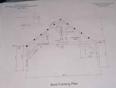 Drawing of bent with king post truss.
